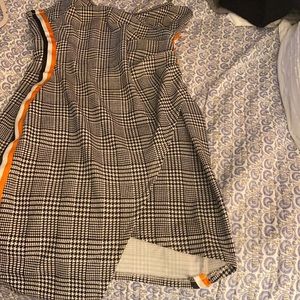 Black and orange mini dress